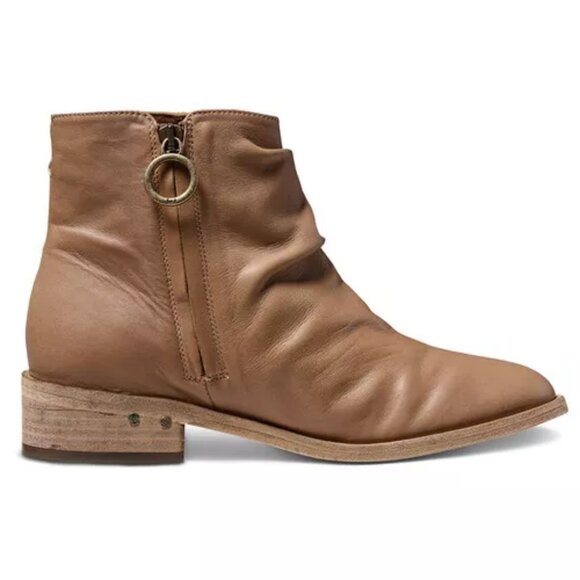 Like NEW BEEK Quail Leather Zip Up Ankle Booties Saddle for women 1065mn - Picture 4 of 13